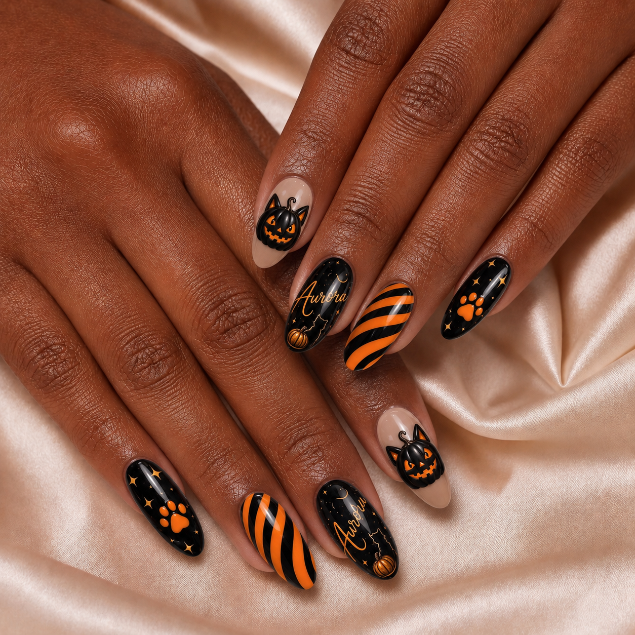 Pumpkin Cat - Personalized Press-On Nails