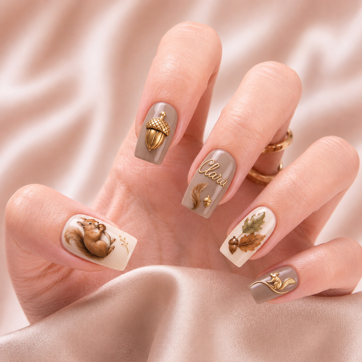 Woodland Acorn Keepsake - Personalized Press-On Nails