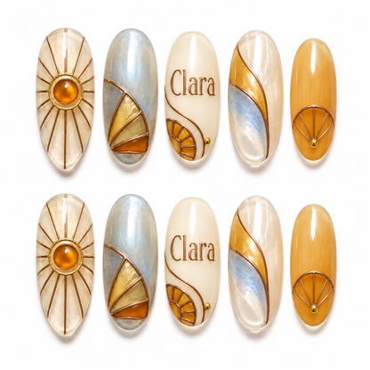 Amber Glass Daybreak- Personalized Press-On Nails