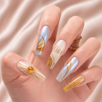 Amber Glass Daybreak- Personalized Press-On Nails