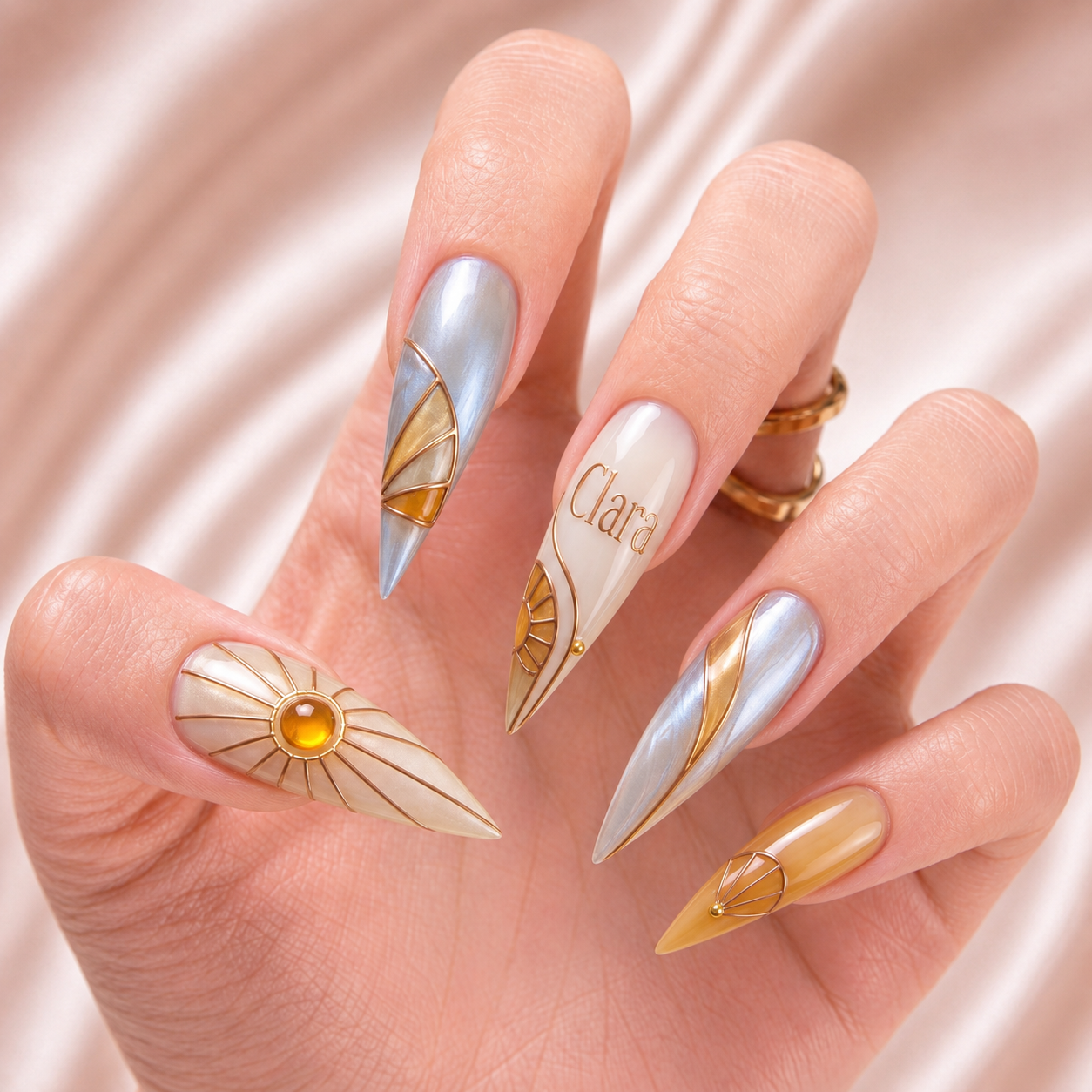 Amber Glass Daybreak- Personalized Press-On Nails