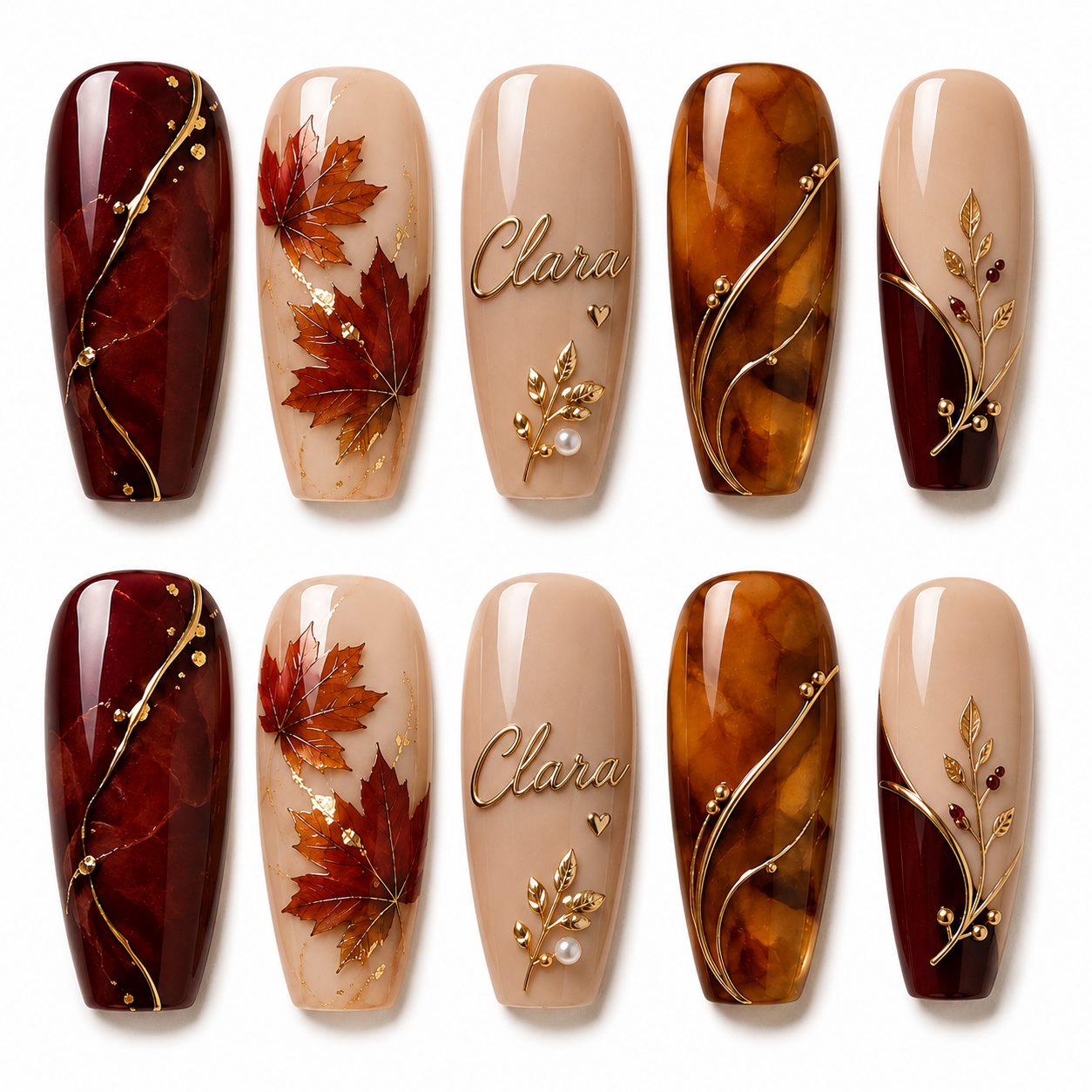 Scarlet Leaf Sonata - Personalized Press-On Nails