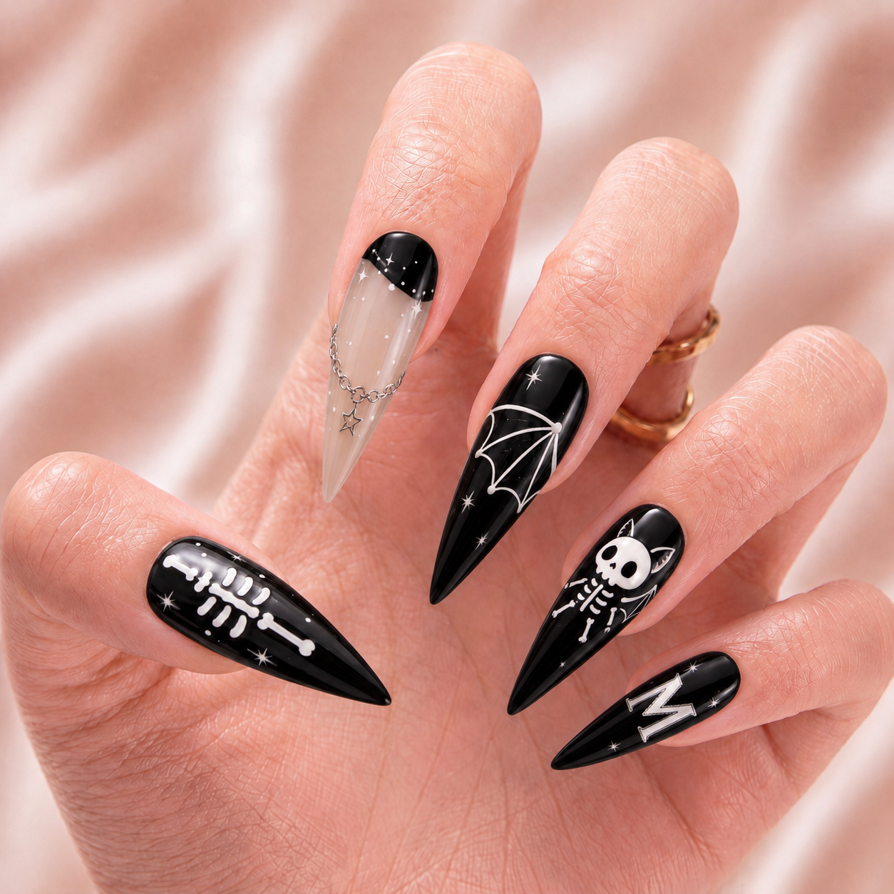 Skeleton Bat Bestie - Personalized Press-On Nails