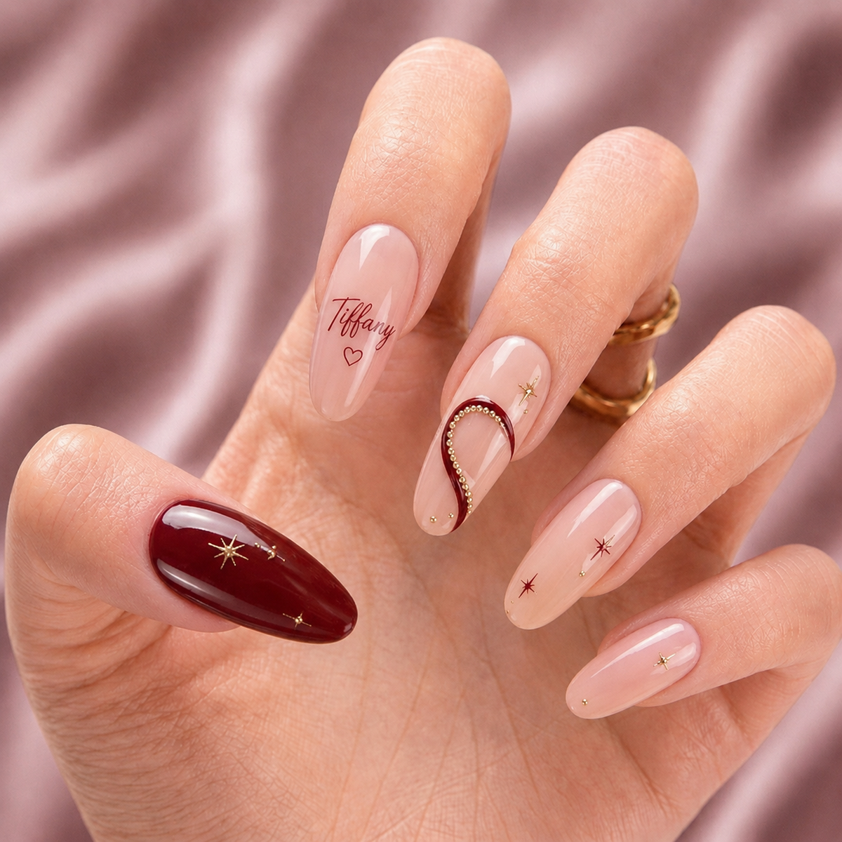 Forever Bestie Hearts – Personalized Press-On Nails