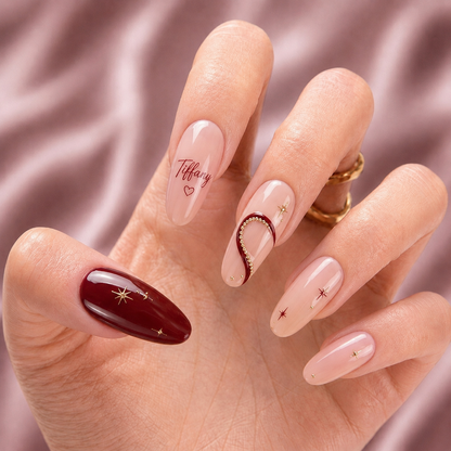 Forever Bestie Hearts – Personalized Press-On Nails