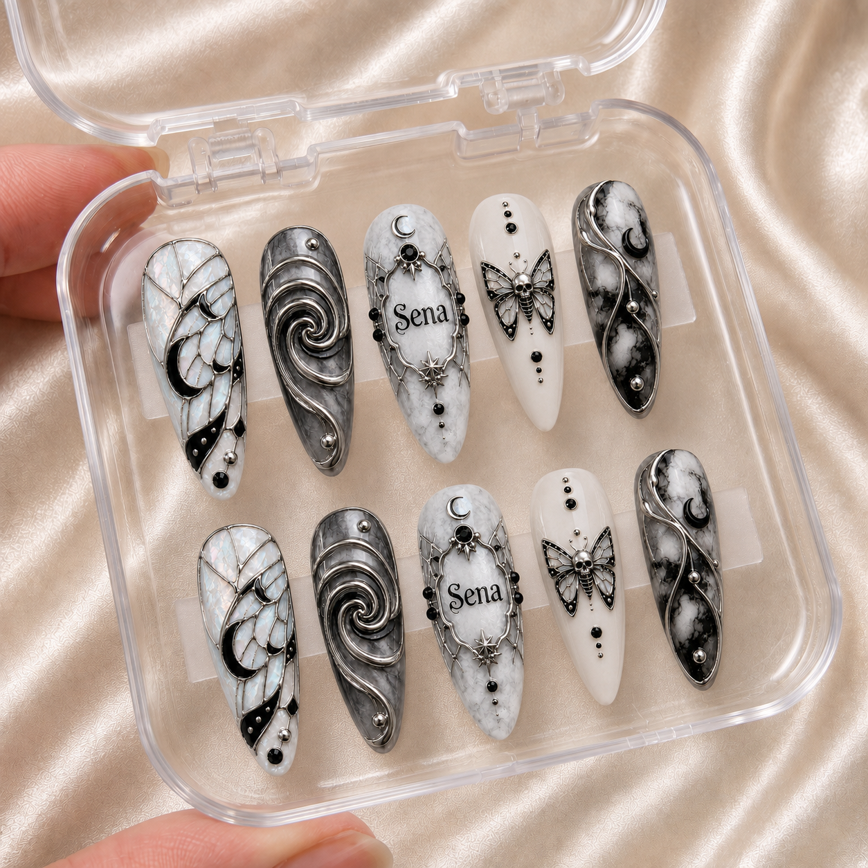 Eclipsed Ivory - Personalized Press-On Nails
