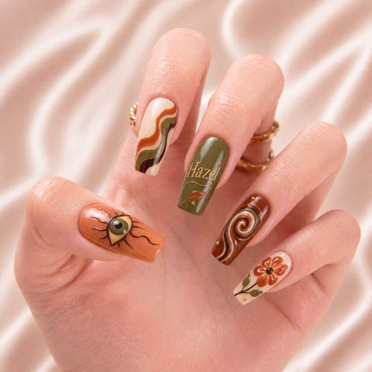 Terracotta Oracle Bloom - Personalized Press-On Nails
