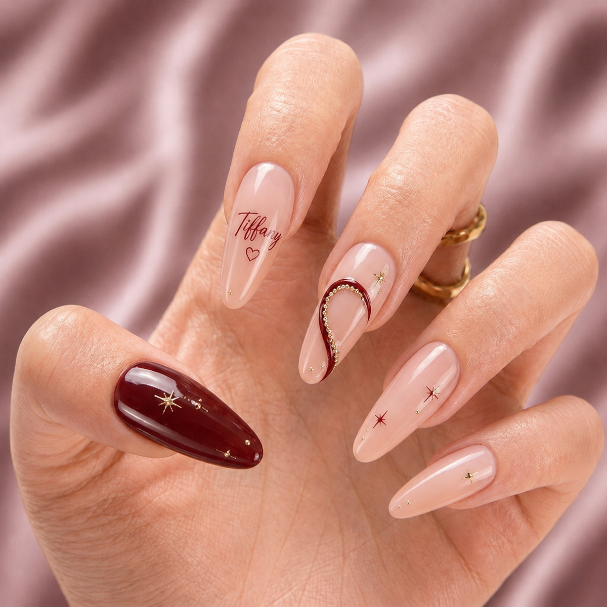 Forever Bestie Hearts – Personalized Press-On Nails
