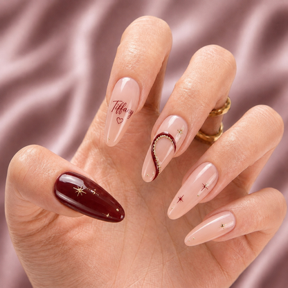 Forever Bestie Hearts – Personalized Press-On Nails