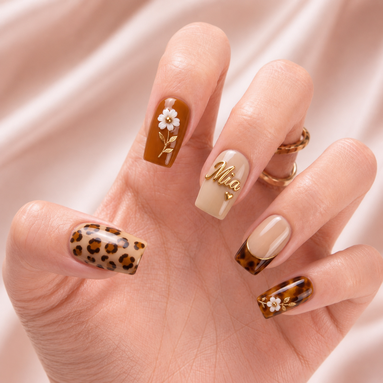 Caramel Wildflower Muse - Personalized Press-On Nails