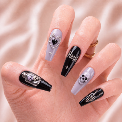 Silver Skull Ritual- Personalized Press-On Nails