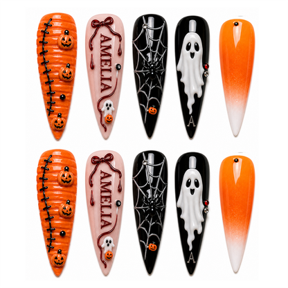 Midnight Pumpkin - Personalized Press-On Nails