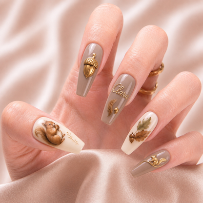 Woodland Acorn Keepsake - Personalized Press-On Nails
