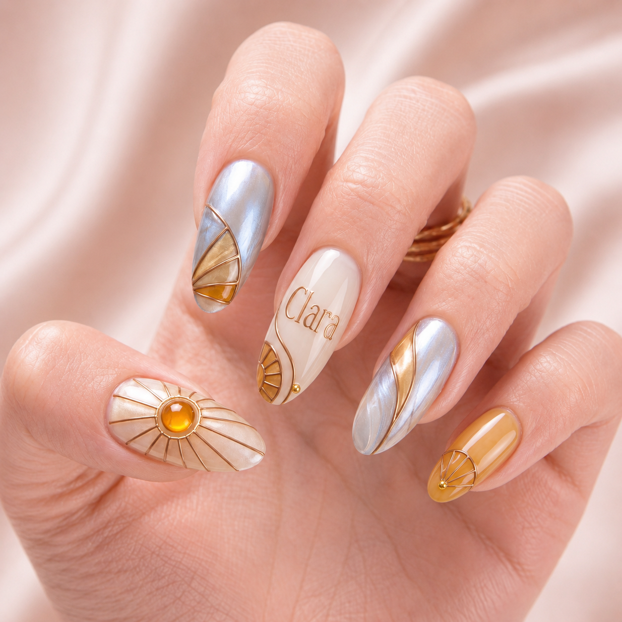 Amber Glass Daybreak- Personalized Press-On Nails
