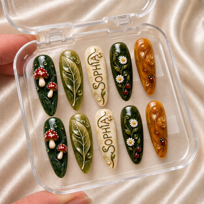 Ladybug Haven - Personalized Press-On Nails