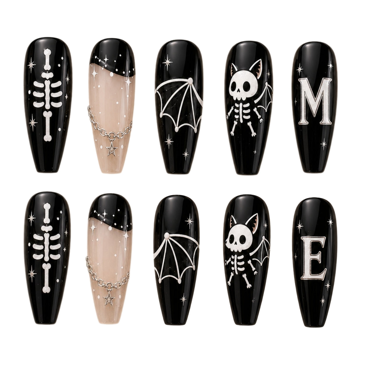 Skeleton Bat Bestie - Personalized Press-On Nails