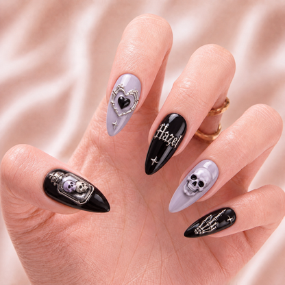 Silver Skull Ritual- Personalized Press-On Nails