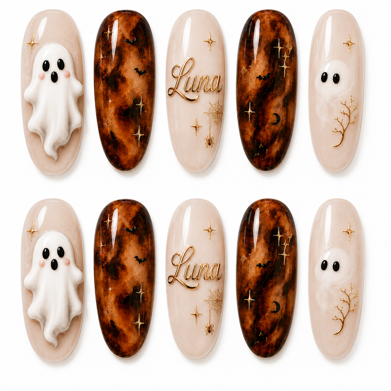 Amber Spirit Veil- Personalized Press-On Nails