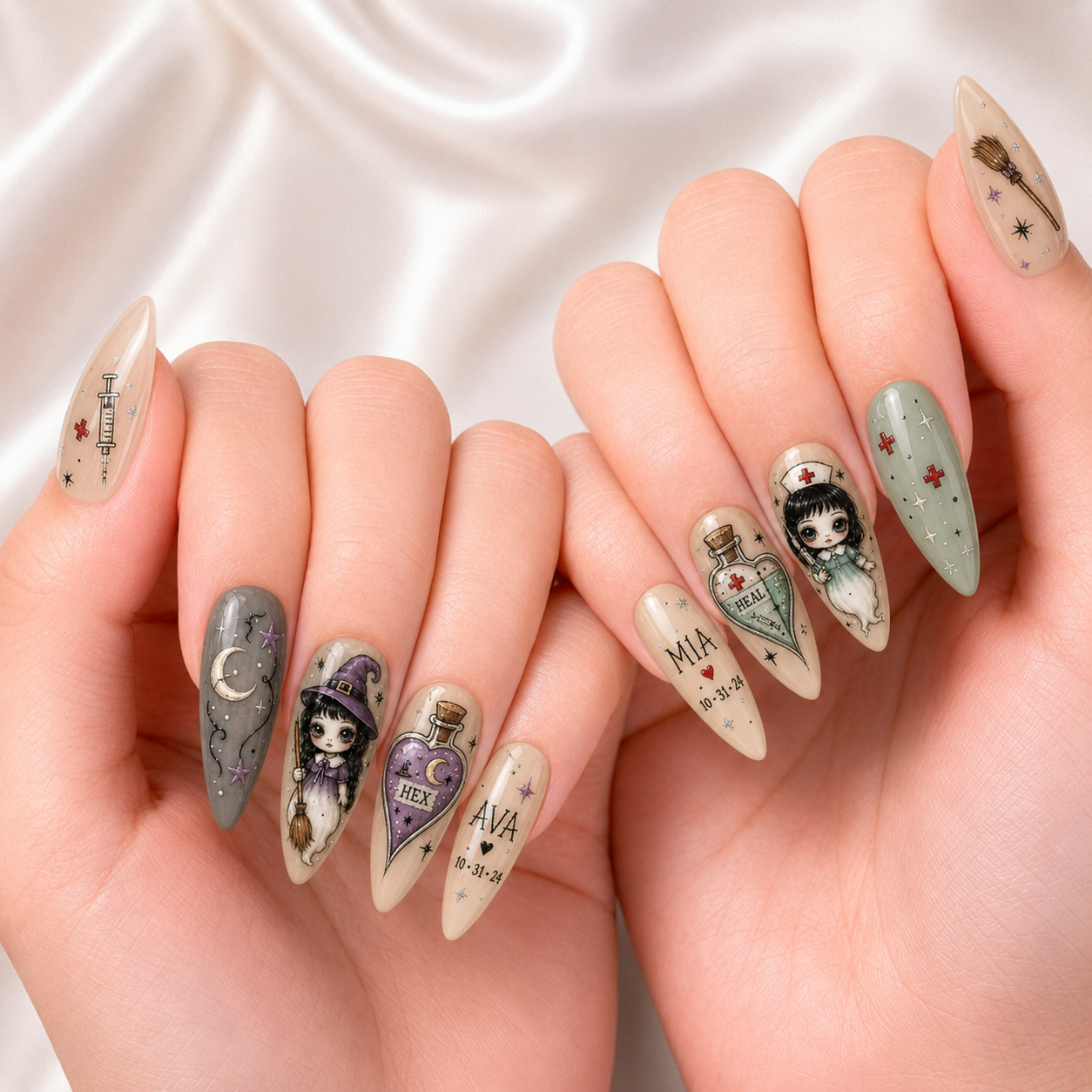 Heal & Hex Besties  – Personalized Press-On Nails