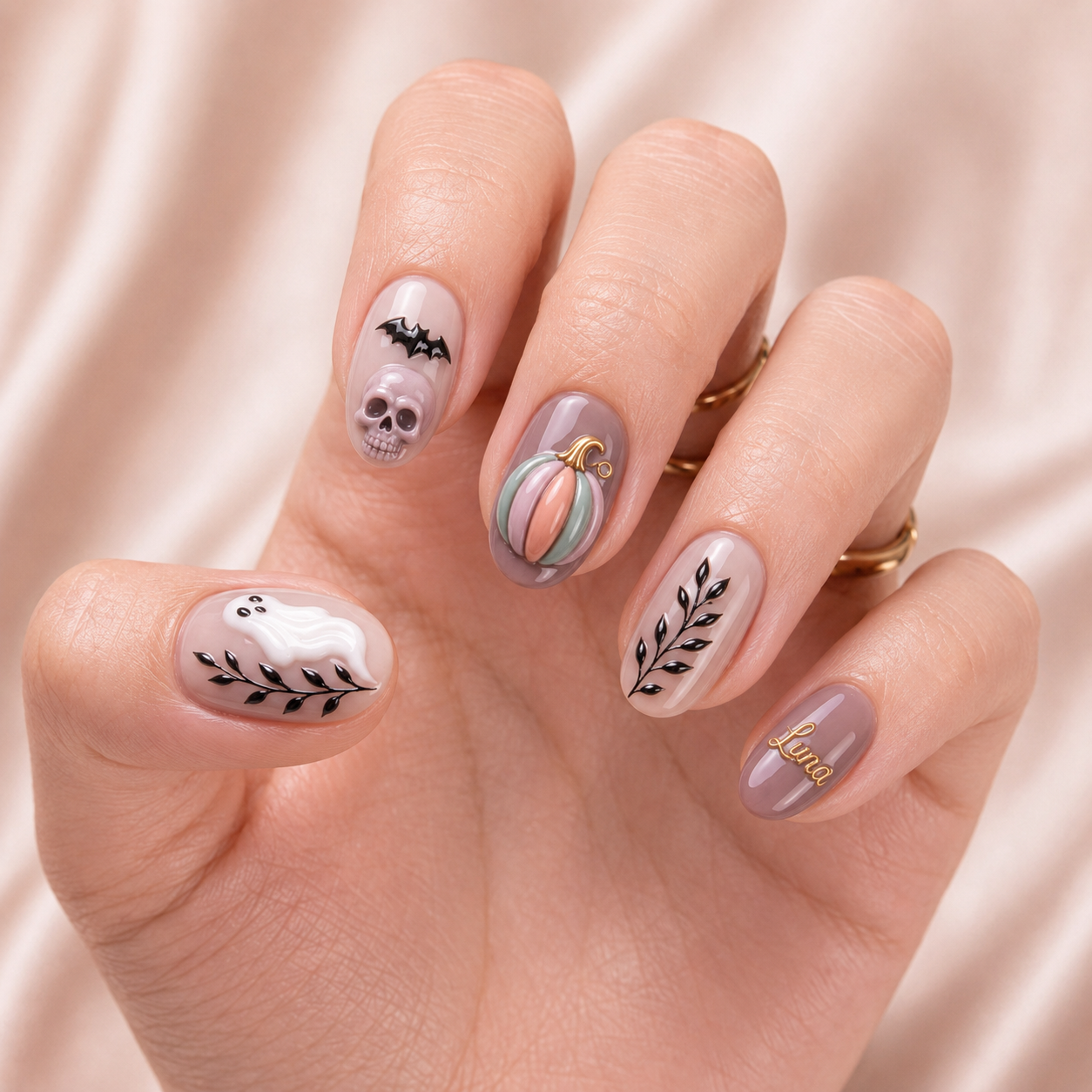 Soft Pumpkin Phantoms- Personalized Press-On Nails