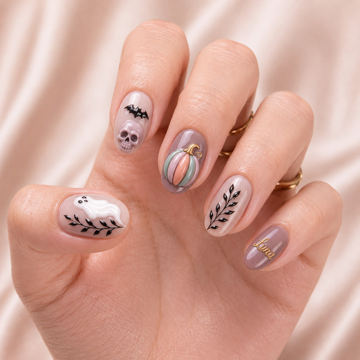 Soft Pumpkin Phantoms- Personalized Press-On Nails