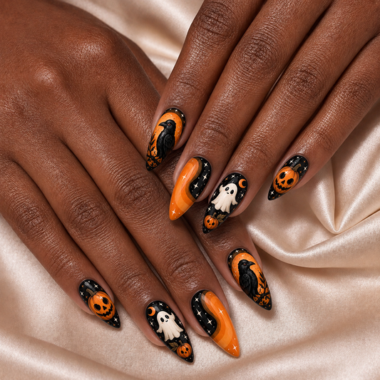Midnight Pumpkin Spell - Personalized Press-On Nails