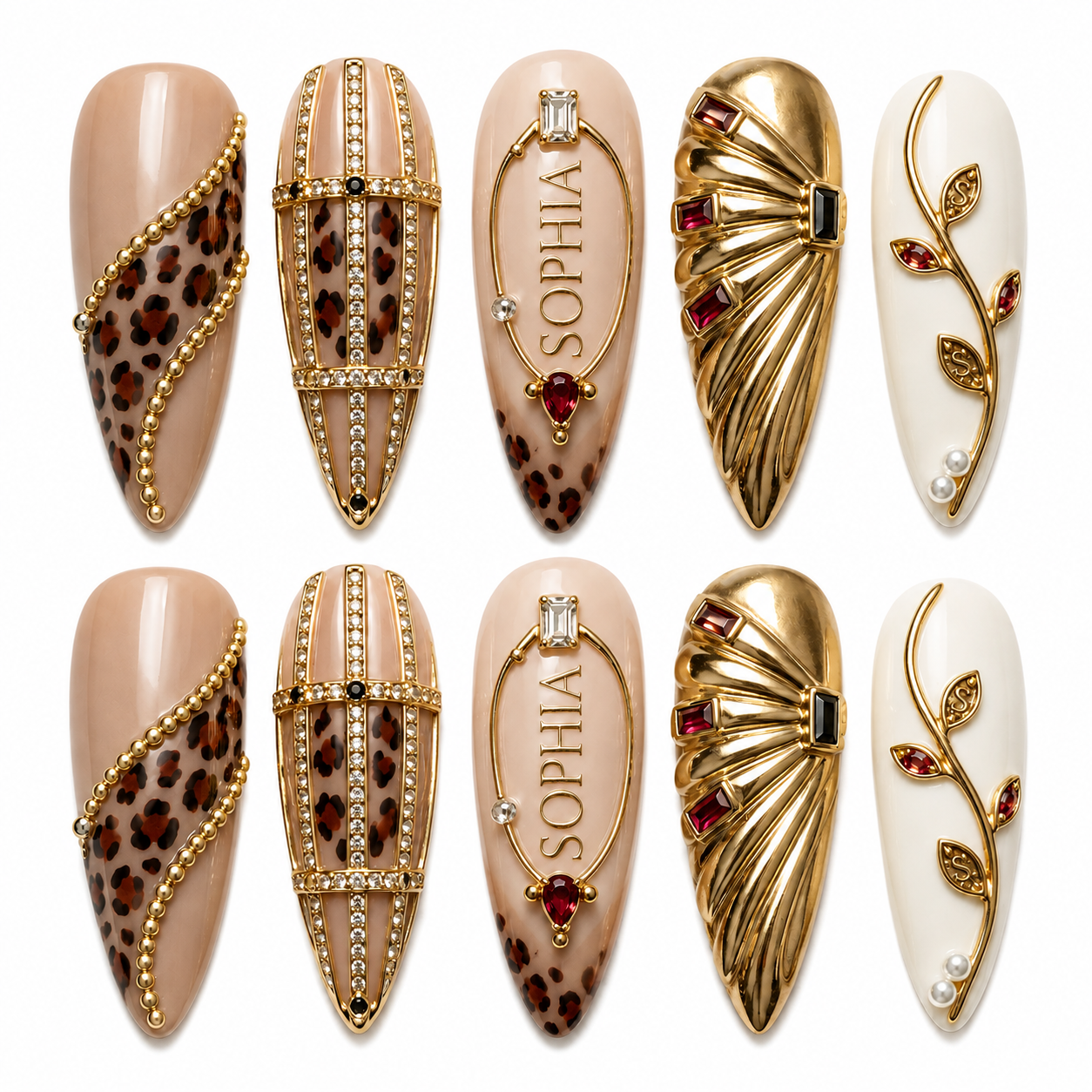Ruby Leopard Luxe - Personalized Press-On Nails