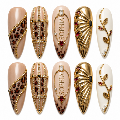 Ruby Leopard Luxe - Personalized Press-On Nails