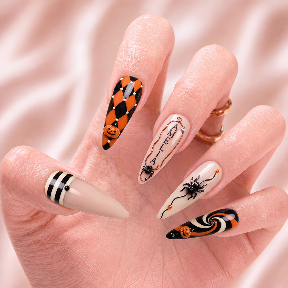 Harlequin After Dark - Personalized Press-On Nails