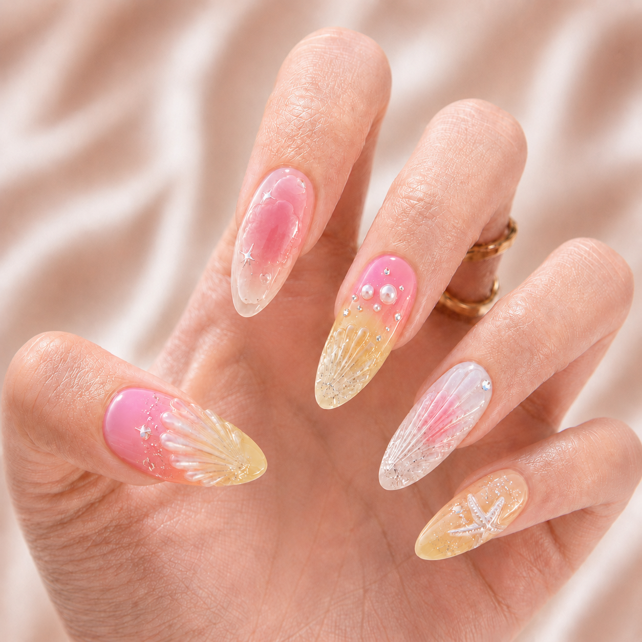 Glitter Seashell - Press-On Nails