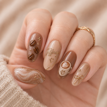 Coffee Date Besties – Personalized Press-On Nails