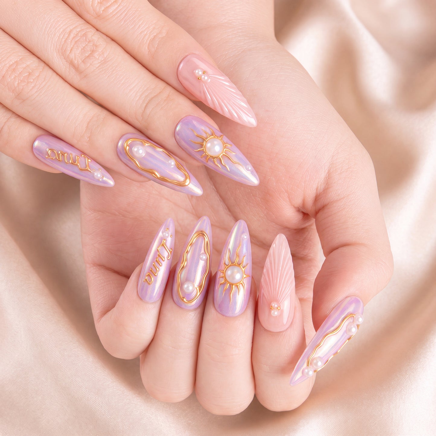 Lunaria Opal Halo - Personalized Press-On Nails