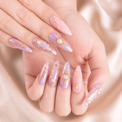 Lunaria Opal Halo - Personalized Press-On Nails
