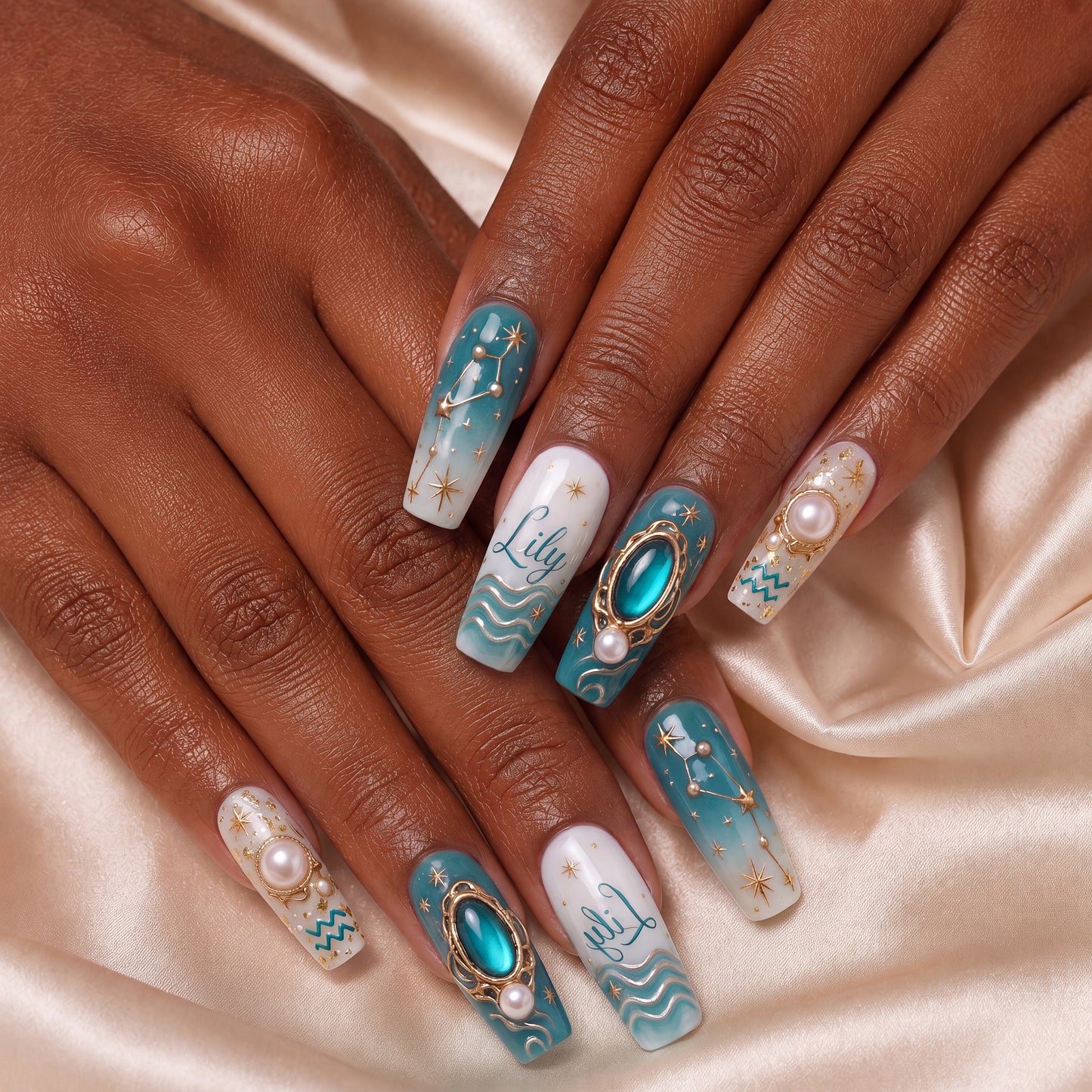 Pearl Aquarius - Personalized Press-On Nails