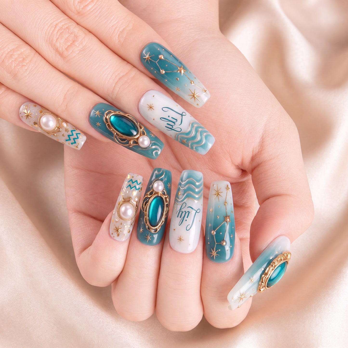 Pearl Aquarius - Personalized Press-On Nails