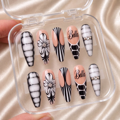 Noir Bloom - Personalized Press-On Nails