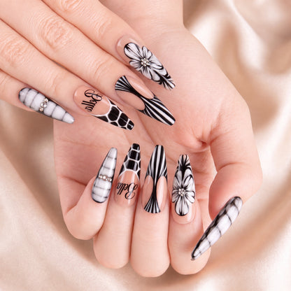 Noir Bloom - Personalized Press-On Nails