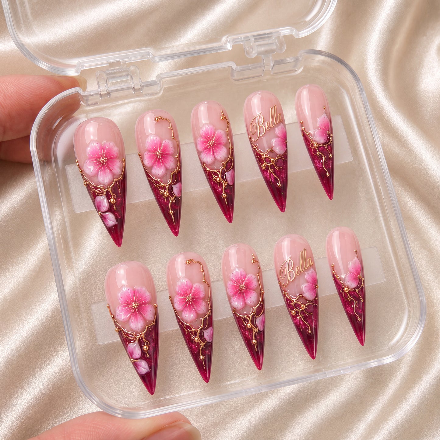 Crimson Bloom - Personalized Press-On Nails