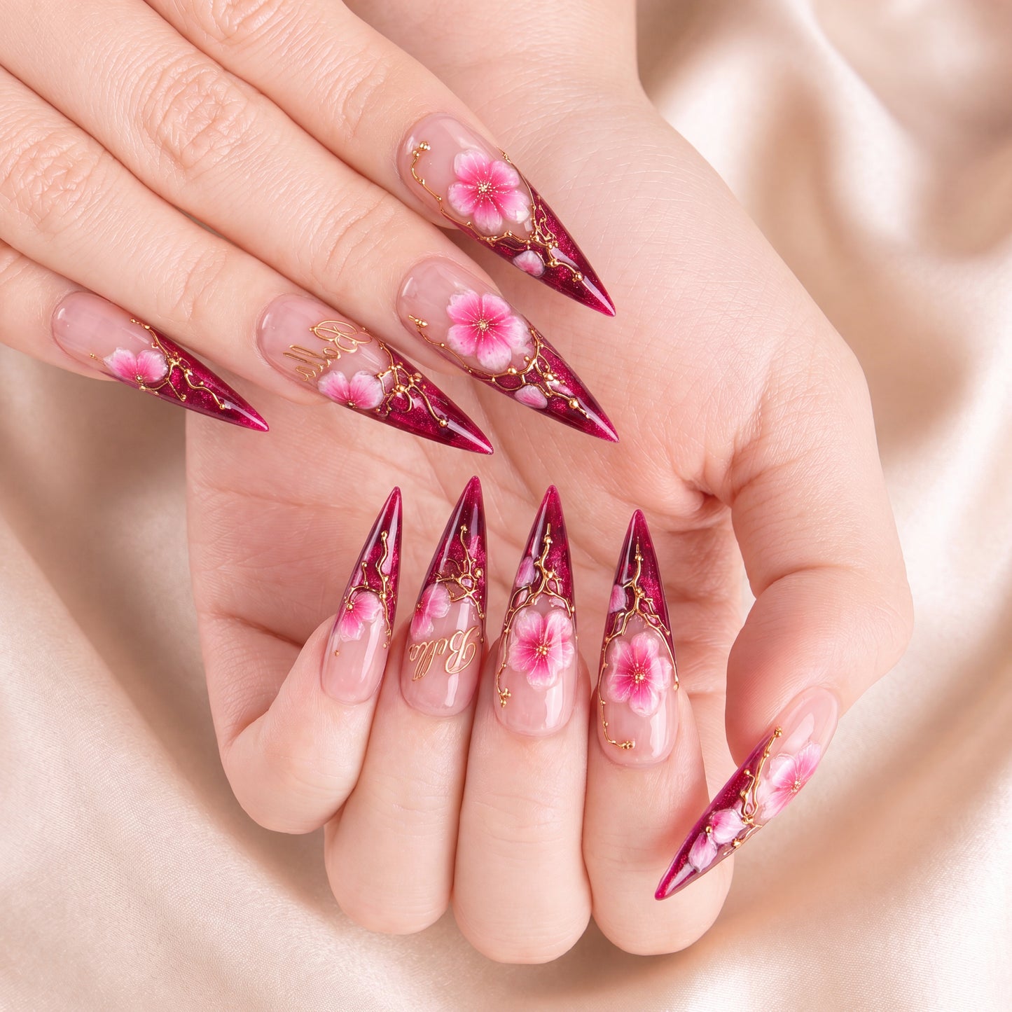 Crimson Bloom - Personalized Press-On Nails
