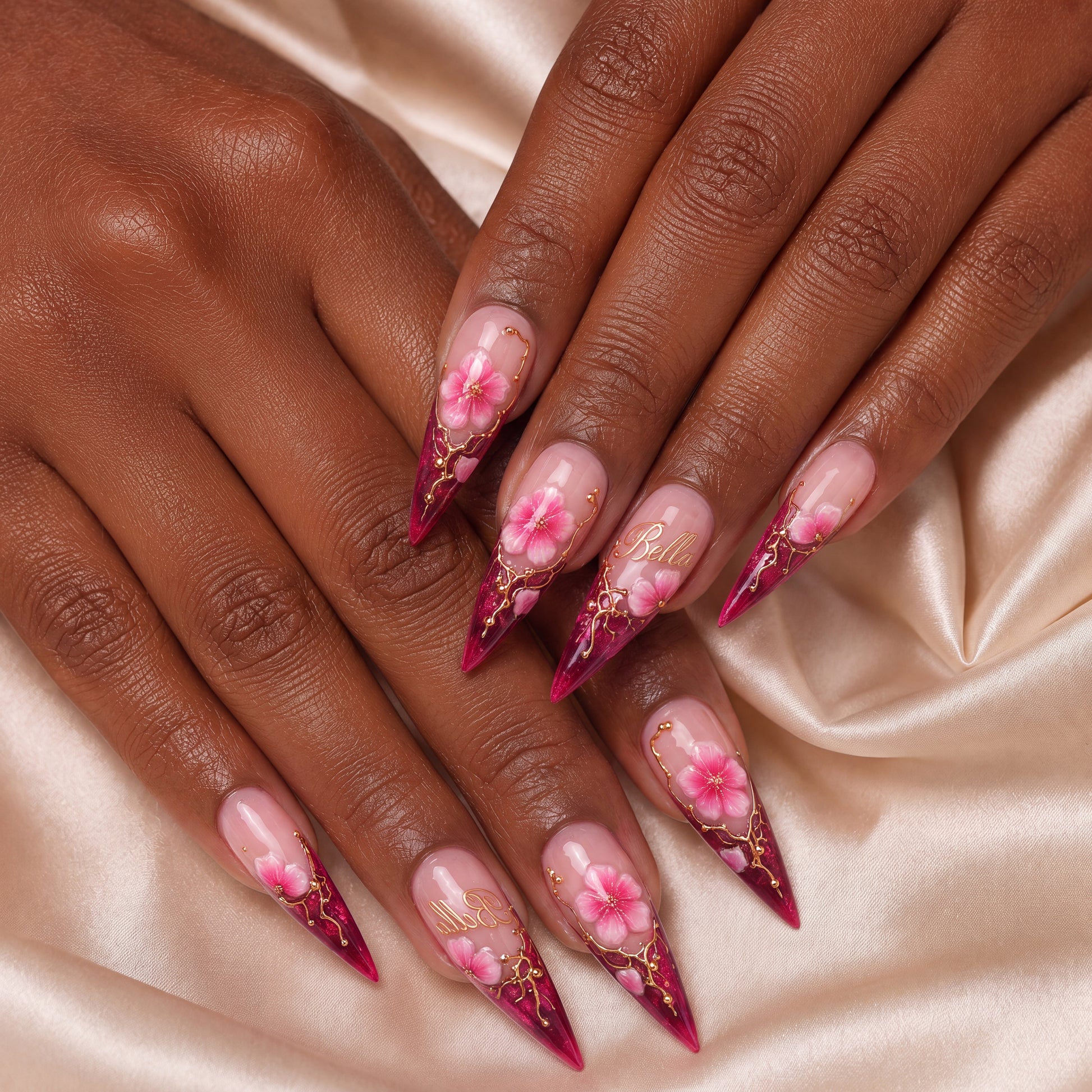 Crimson Bloom - Personalized Press-On Nails