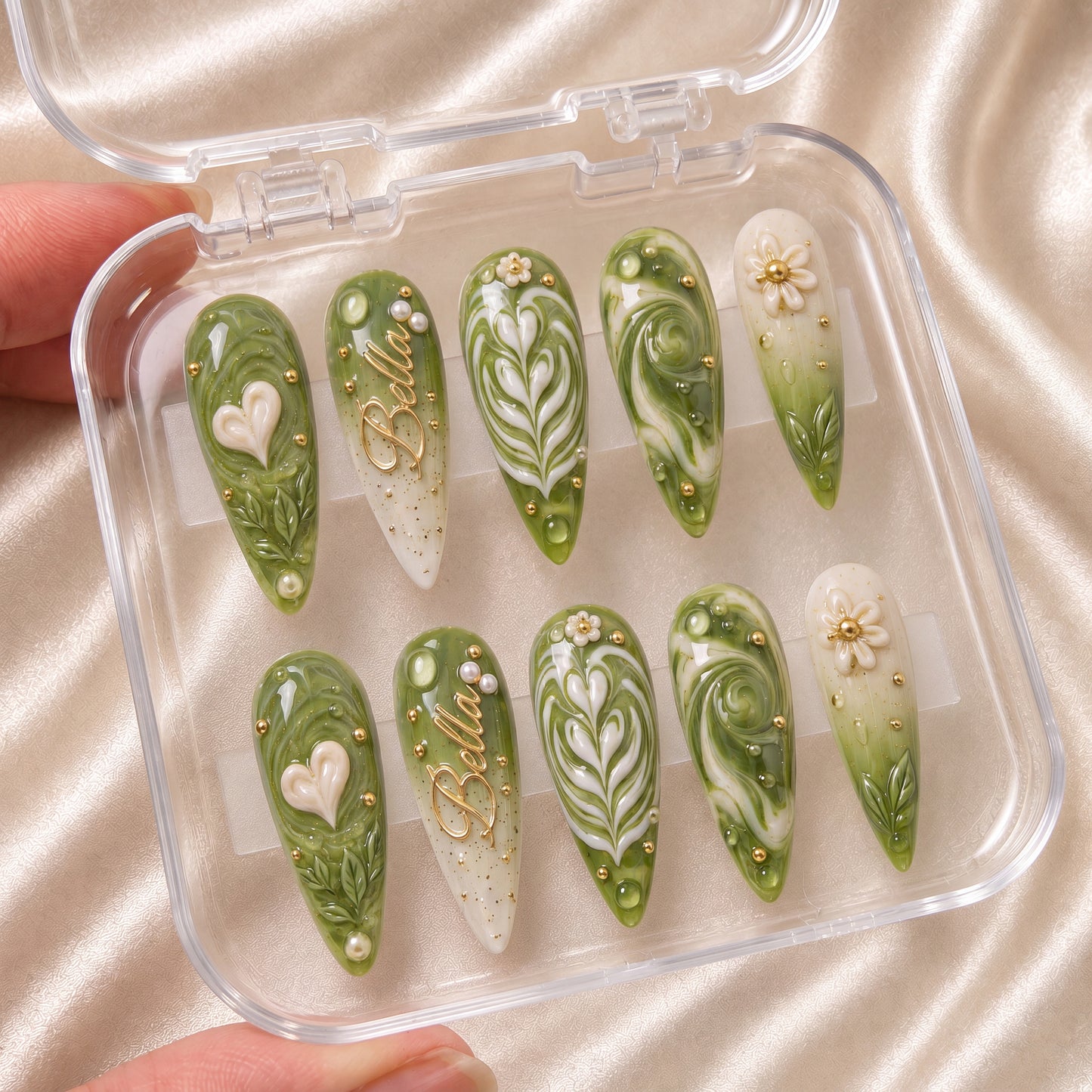 Matcha Latte - Personalized Press-On Nails