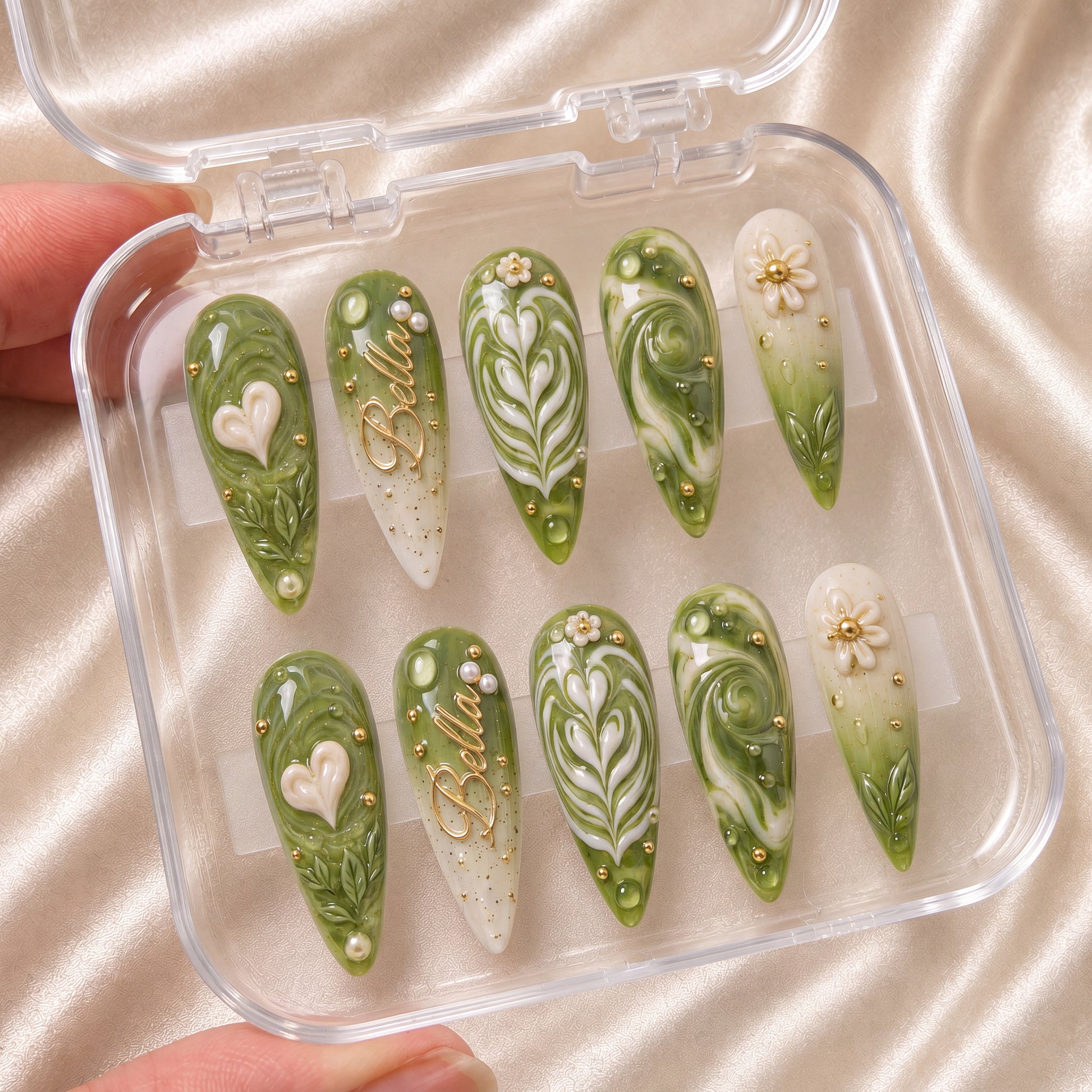Matcha Latte - Personalized Press-On Nails
