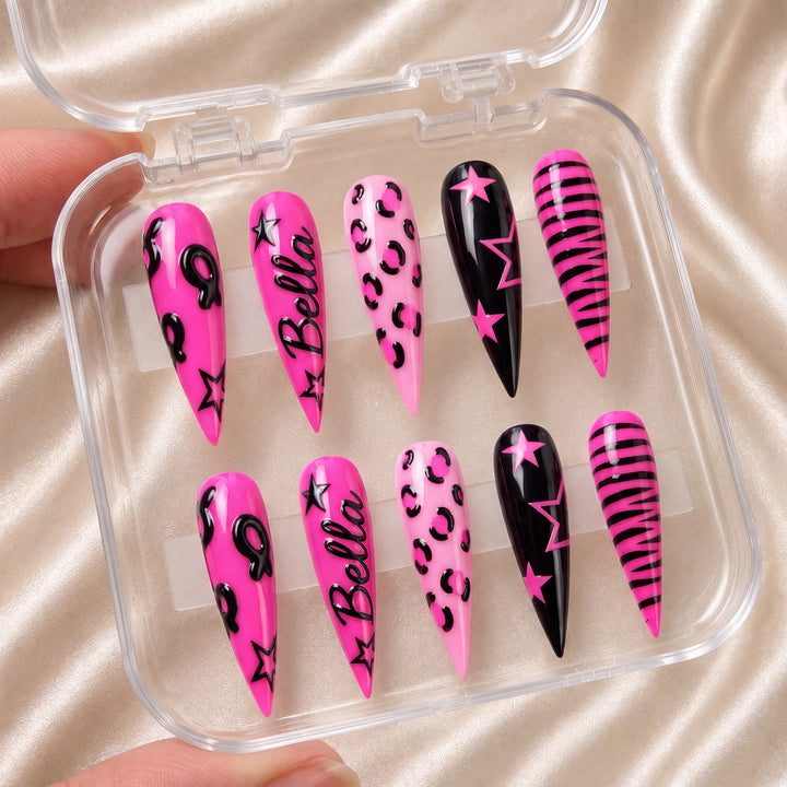 Pink Rockstar - Personalized Press-On Nails