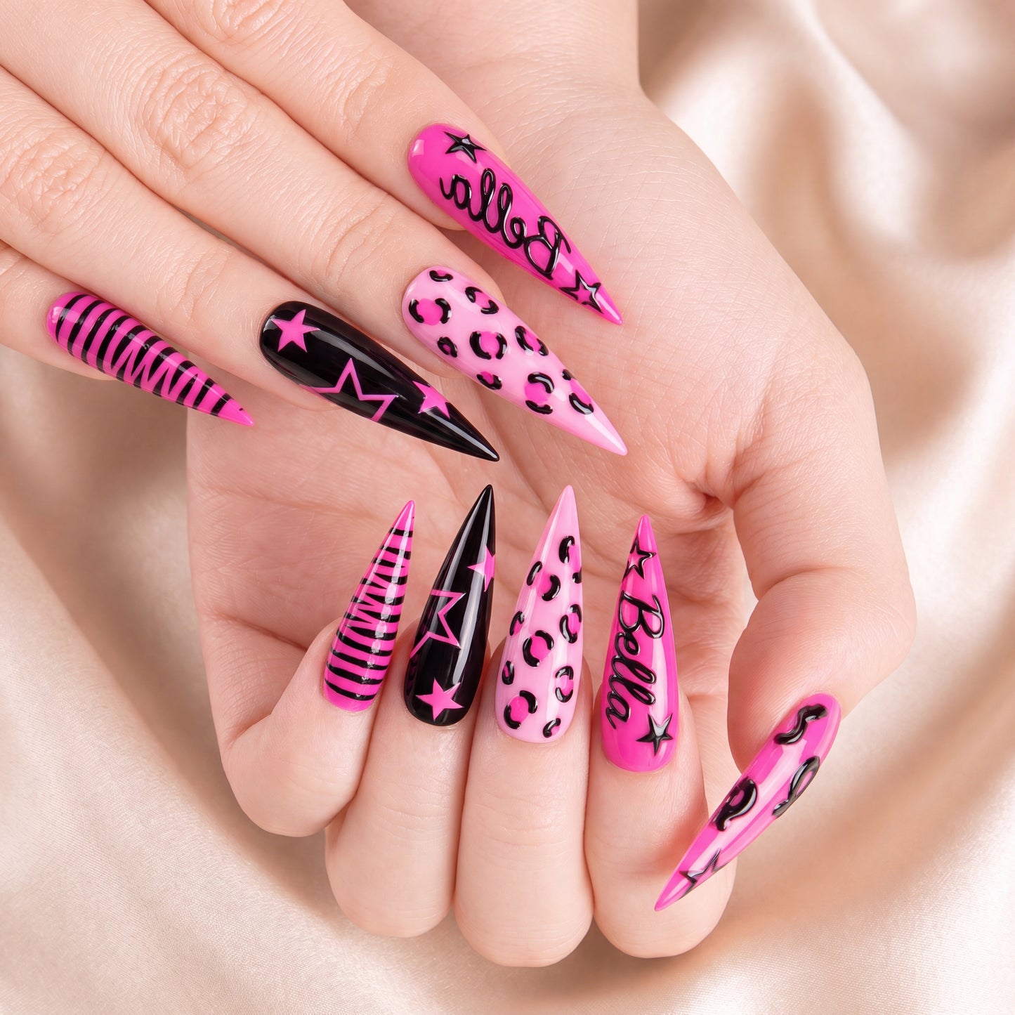 Pink Rockstar - Personalized Press-On Nails