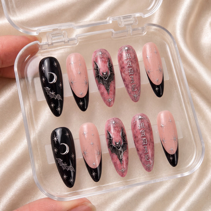Midnight Bat – Personalized Press-On Nails