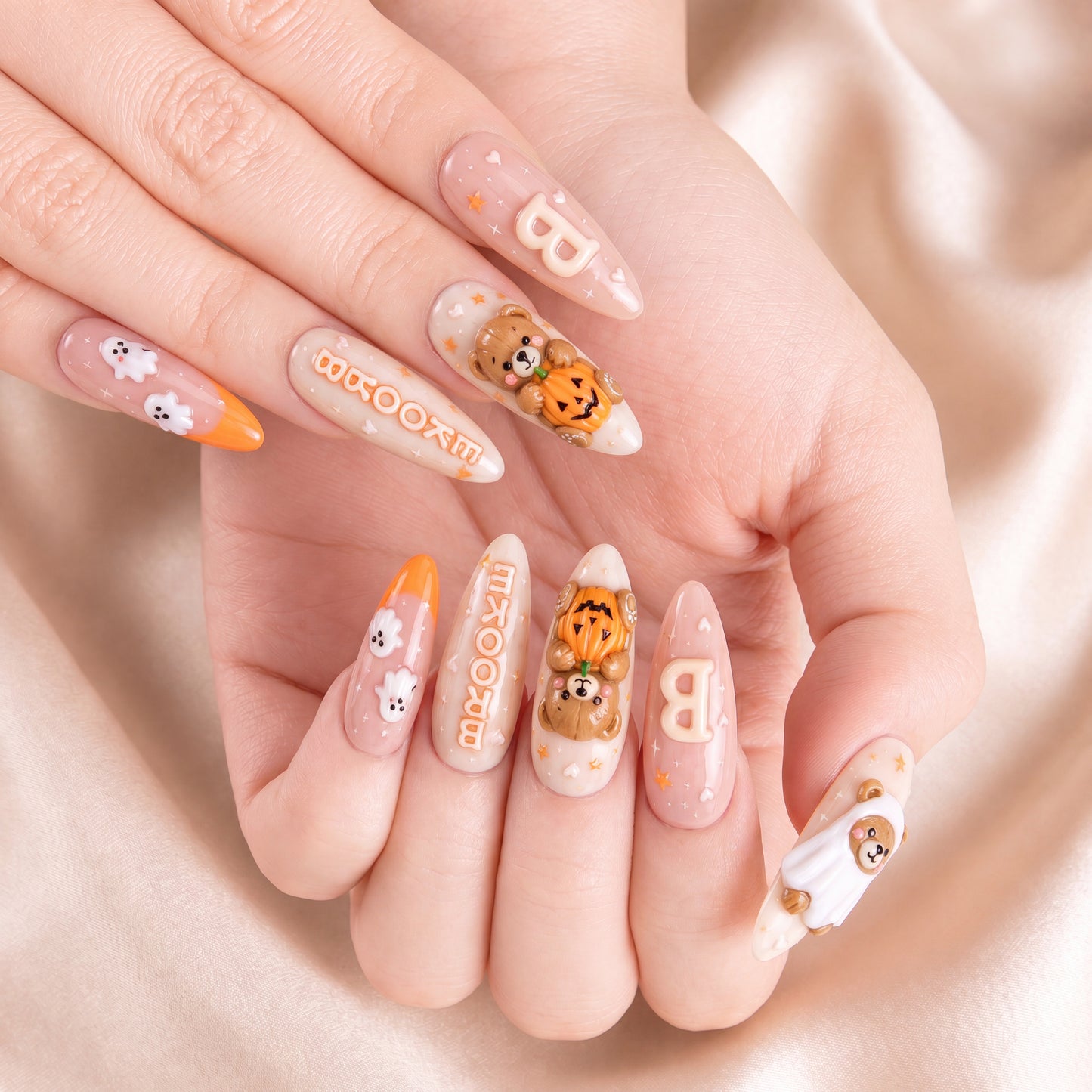 Boo Bear Pumpkin - Personalized Press-On Nails