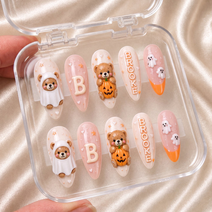 Boo Bear Pumpkin - Personalized Press-On Nails