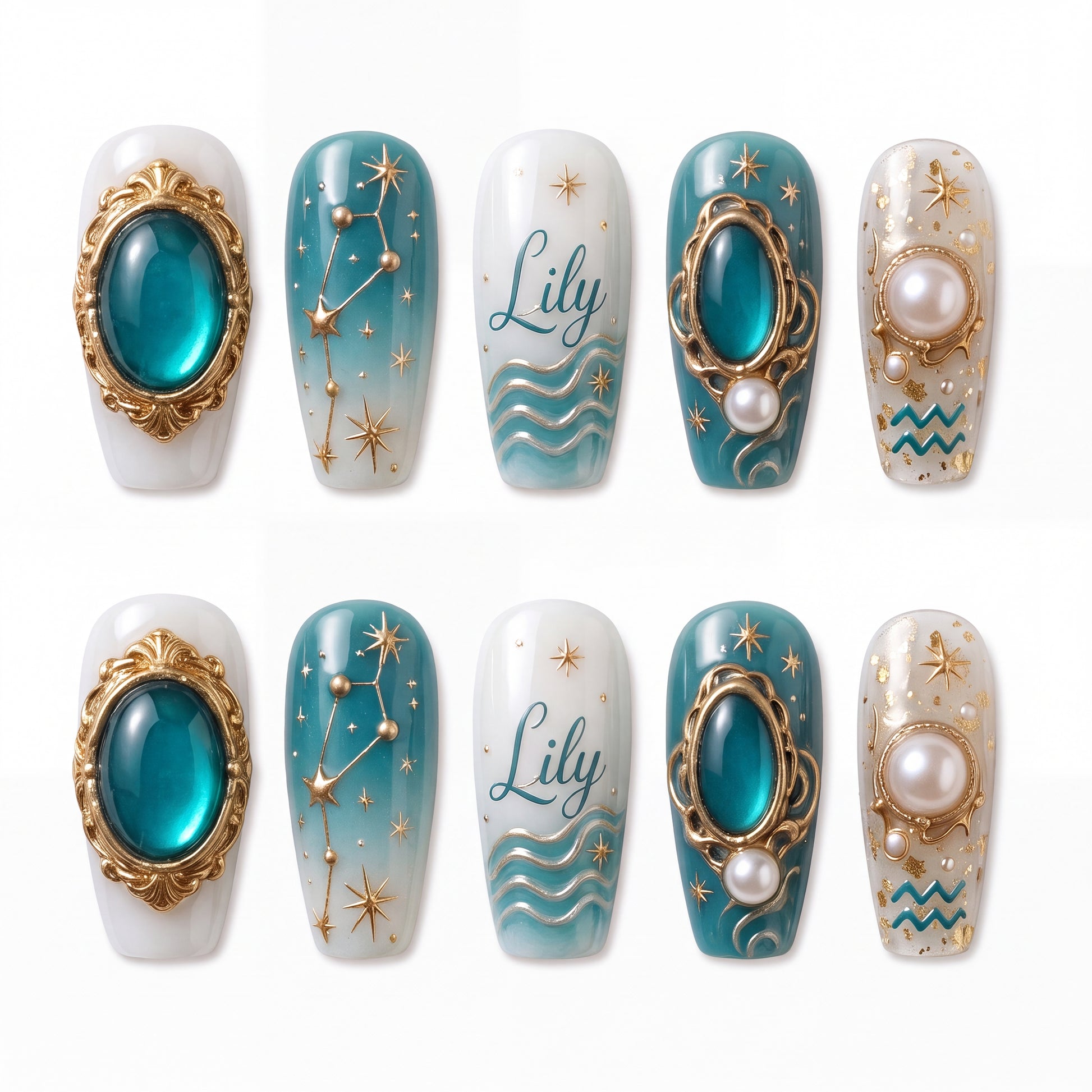 Pearl Aquarius - Personalized Press-On Nails