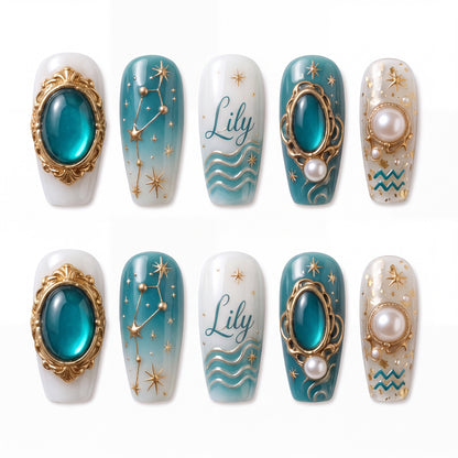 Pearl Aquarius - Personalized Press-On Nails
