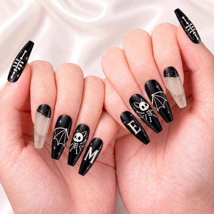 Skeleton Bat Bestie - Personalized Press-On Nails